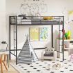 Metal Space-saving Loft Bed Frame with Full-length Safety Guardrail