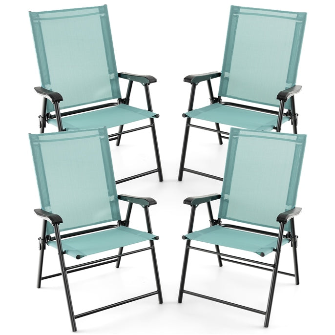 GiantexUK Garden Dining Chairs Set of 2, Folding Patio Chairs with Backrest, Armrests & Protective Foot Pad