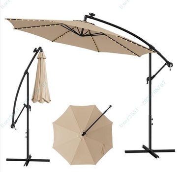 303 CM Solar-Powered Patio Offset Umbrella with 112 LED Lights