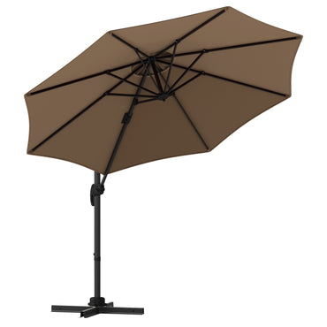 294 x 248 cm Round Outdoor Patio Umbrella Cantilever Umbrella with 360° Rotation for Backyard