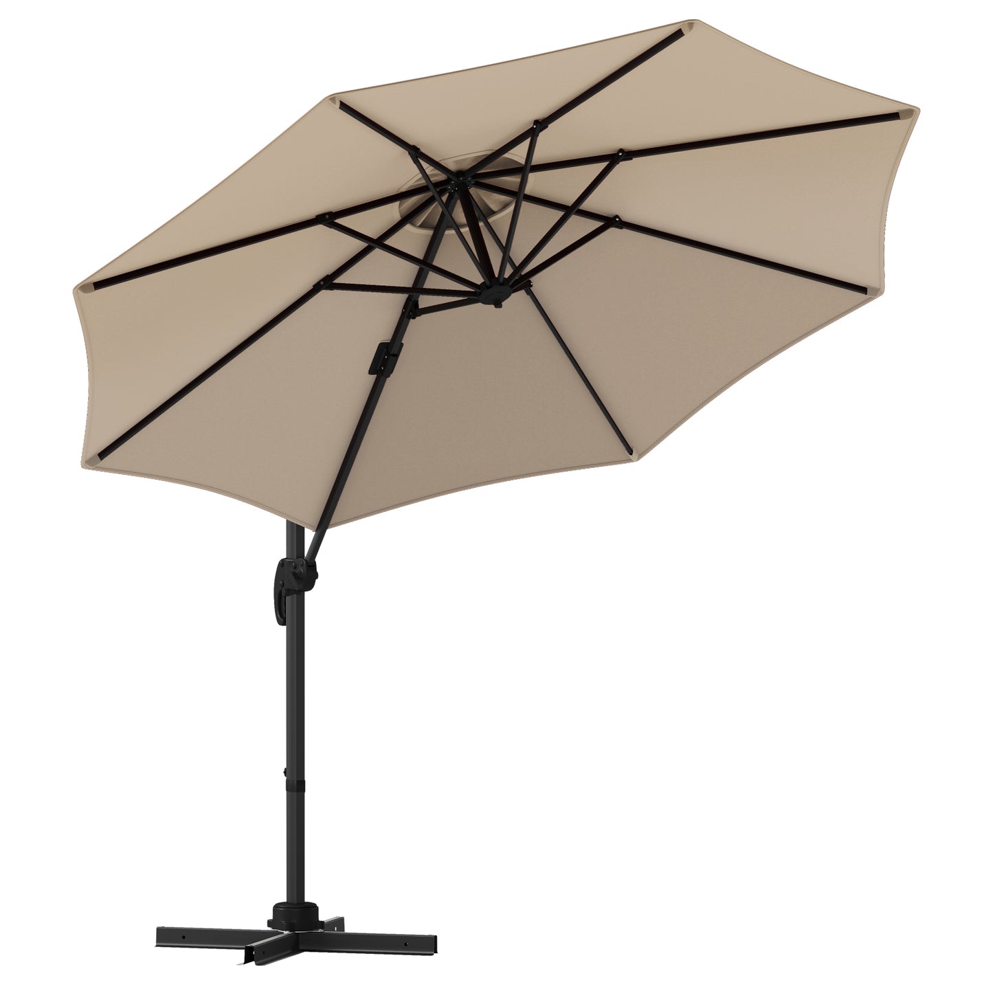 294 x 248 cm Round Outdoor Patio Umbrella Cantilever Umbrella with 360° Rotation for Backyard