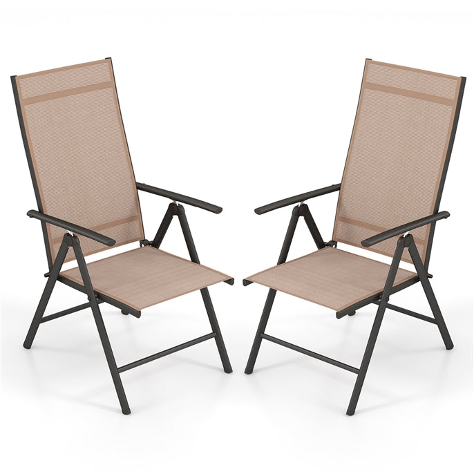 Patio Folding Dining Chairs Outdoor Sling Chairs with 7-Level Adjustable High Backrest