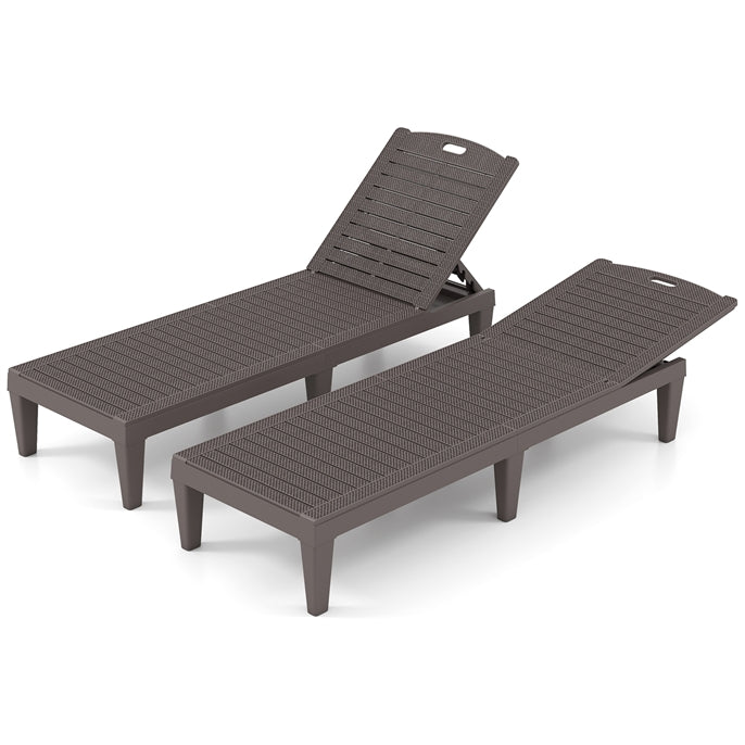 Chaise Lounge Chairs Set of 2 with 5-Position Adjustable Backrests