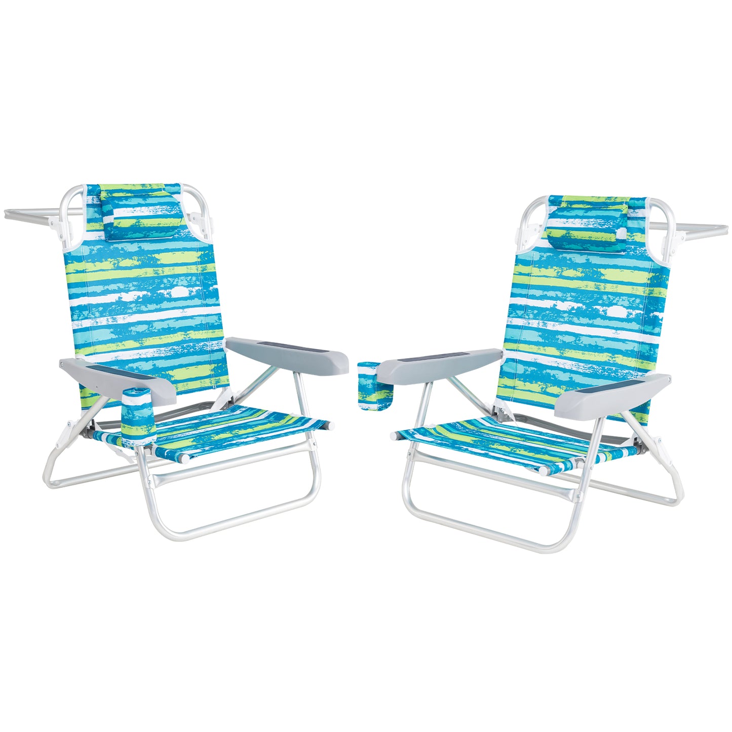2 Pack Folding Beach Chair Lightweight Lay Flat Lounge Chair