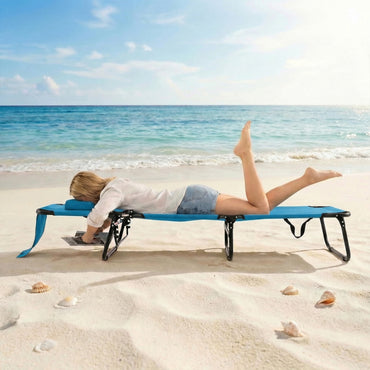 Folding Sun Lounger, 5-Position Adjustable Reclining Tanning Chair