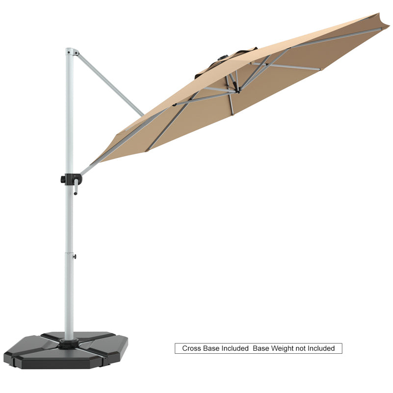 3.3m Patio Cantilever Umbrella with Tilting Adjustment and Cross base