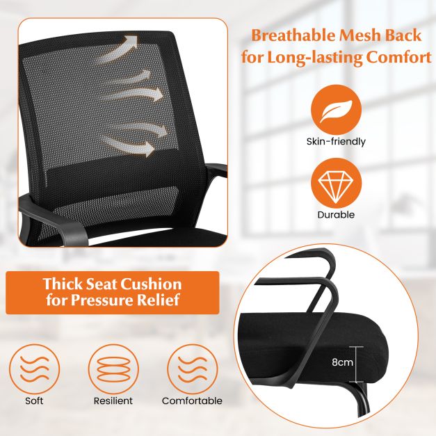 Conference Reception Chair with Lumbar Support and Sled Base