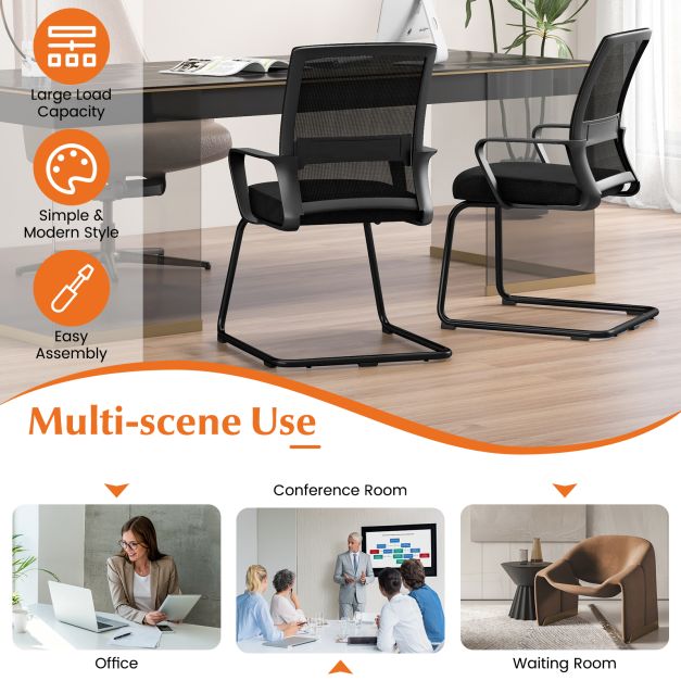 Conference Reception Chair with Lumbar Support and Sled Base