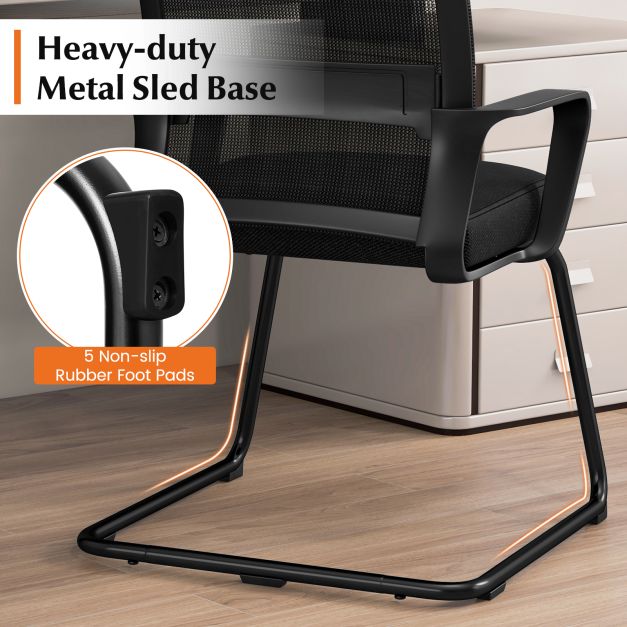 Conference Reception Chair with Lumbar Support and Sled Base