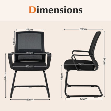 Conference Reception Chair with Lumbar Support and Sled Base