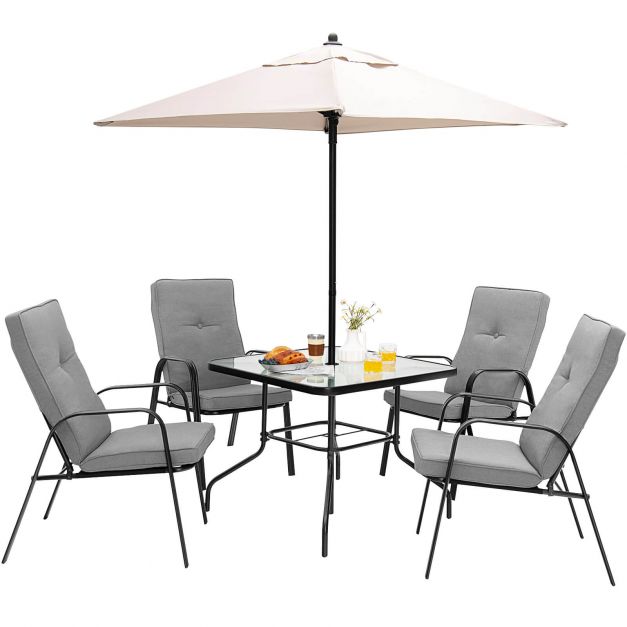 5-Piece Outdoor Dining Set with Removable Cushions