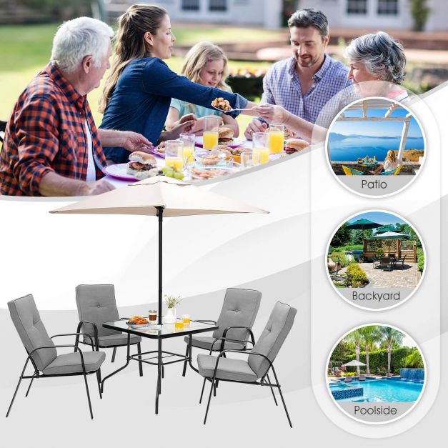 5-Piece Outdoor Dining Set with Removable Cushions
