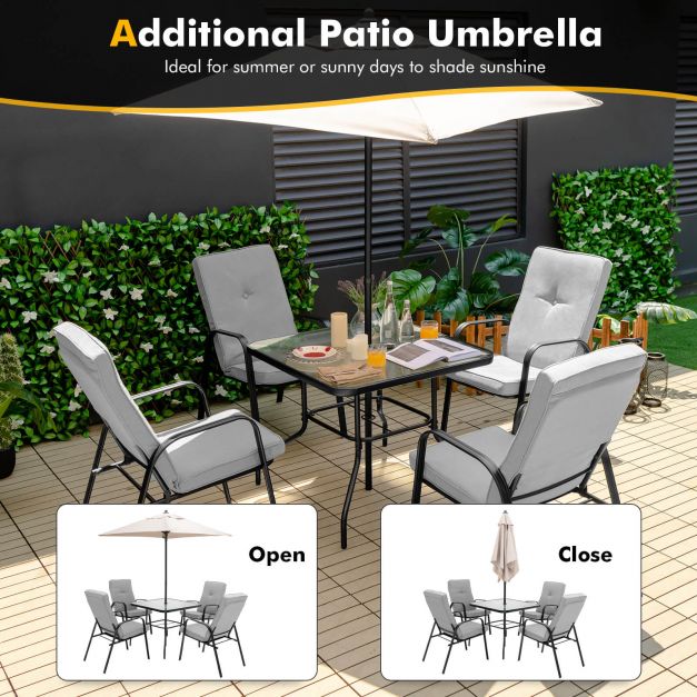 5-Piece Outdoor Dining Set with Removable Cushions