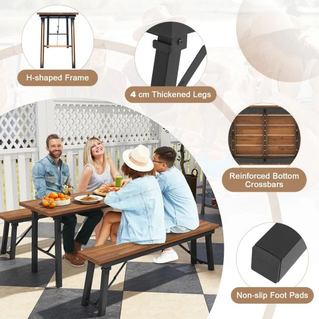 Outdoor Dining Table for 4 Foldable Narrow Patio Dining Table