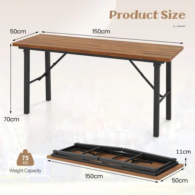 Outdoor Dining Table for 4 Foldable Narrow Patio Dining Table