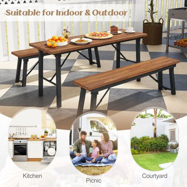 Outdoor Dining Table for 4 Foldable Narrow Patio Dining Table