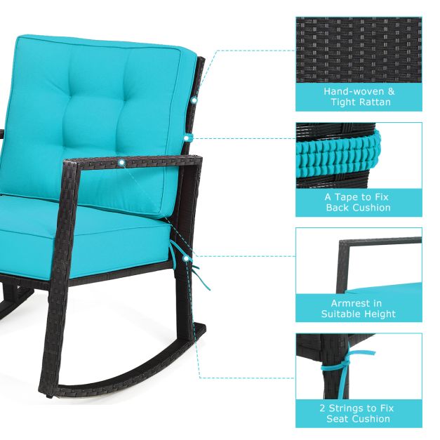 Outdoor Wicker Rocking Chair with Heavy-Duty Steel Frame