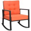 Outdoor Wicker Rocking Chair with Heavy-Duty Steel Frame