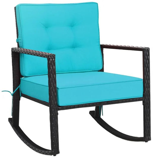 Outdoor Wicker Rocking Chair with Heavy-Duty Steel Frame