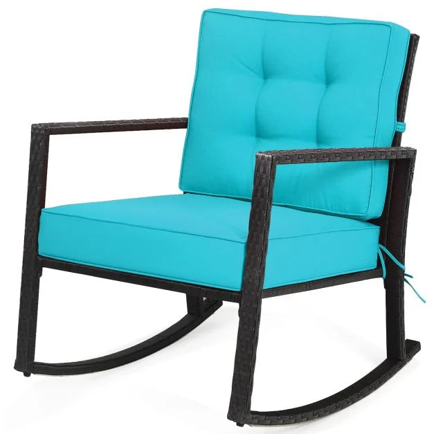 Outdoor Wicker Rocking Chair with Heavy-Duty Steel Frame