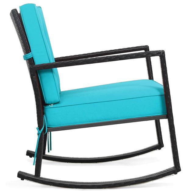 Outdoor Wicker Rocking Chair with Heavy-Duty Steel Frame