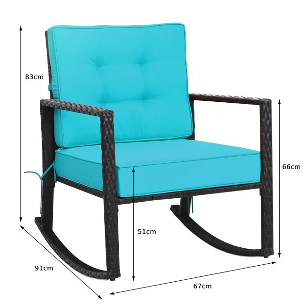 Outdoor Wicker Rocking Chair with Heavy-Duty Steel Frame