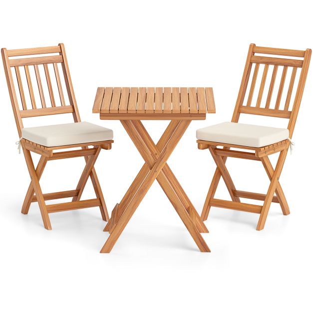 3 Pieces Outdoor Acacia Wood Bistro Set