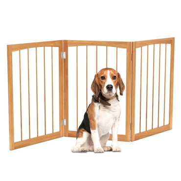 76 CM Tall Pet Gate Wooden Dog Fence 3-Panel Room Divider Barrier