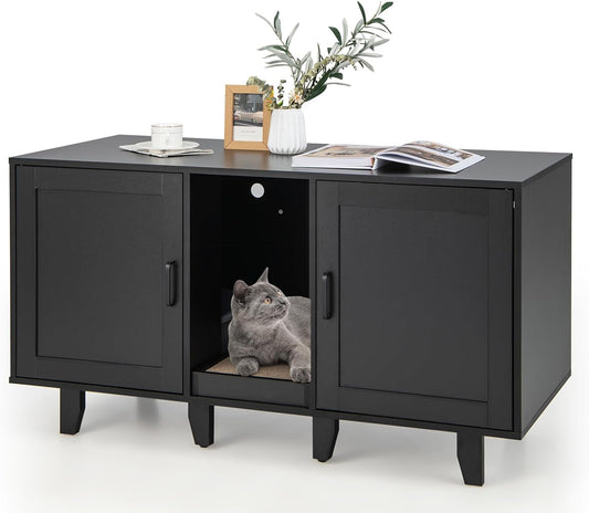 Cat Litter Box Enclosure with Scratching Board