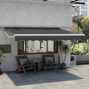 3.6 x 3 m Patio Retractable Awning with Manual Crank Handle