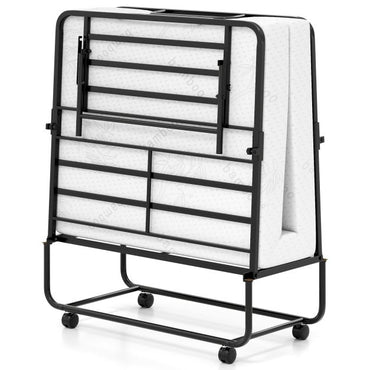 Portable Foldable Guest Bed with Heavy-duty Metal Frame and Mattress