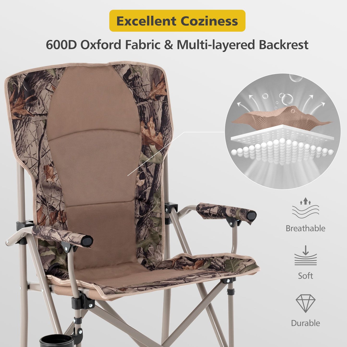 Portable Folding Camping Chair with Anti-Slip Feet and Carrying Bag
