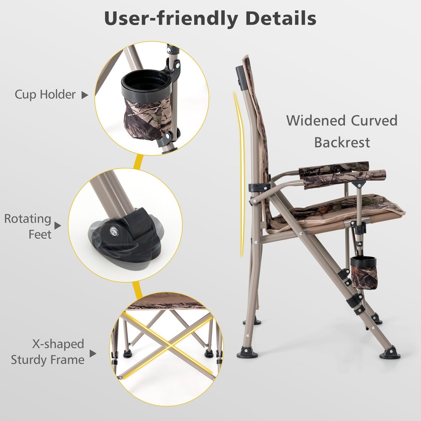 Portable Folding Camping Chair with Anti-Slip Feet and Carrying Bag