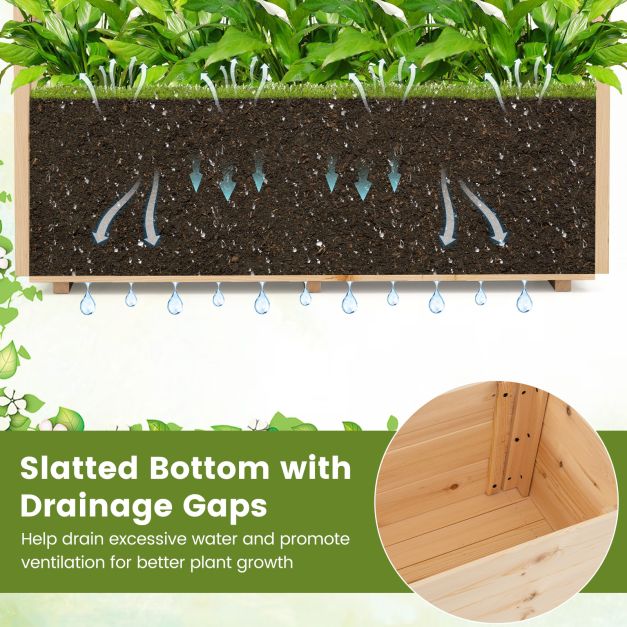 Raised Garden Bed with Lattice Trellises Hanging Roof Drainage