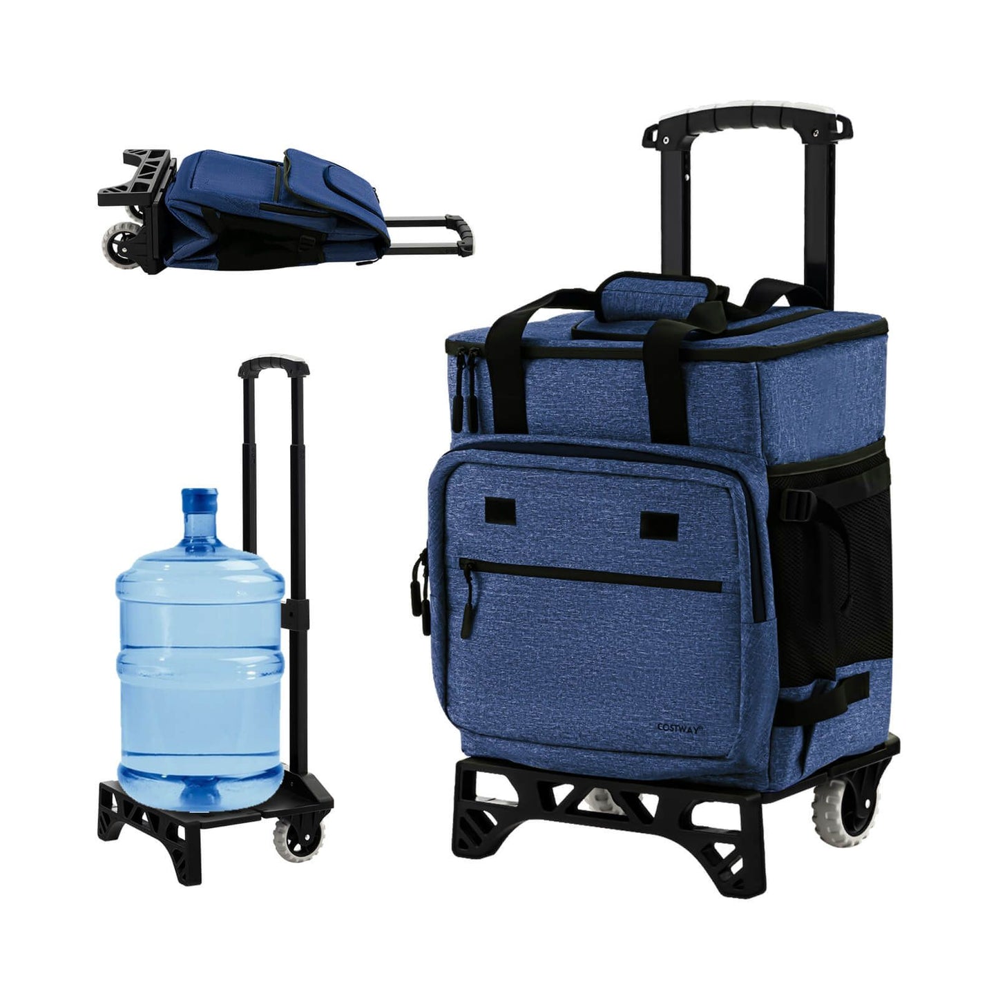 50-Can Large Rolling Cooler with Adjustable Handle and Bottom Plate