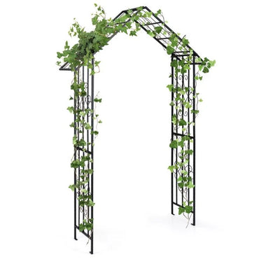 Roof-shaped Top Garden Arbor Garden Trellis Pergola with Side Crossbars