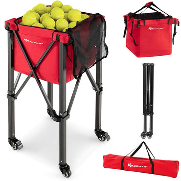 Foldable Aluminum Tennis Ball Cart Hopper Basket with Wheels