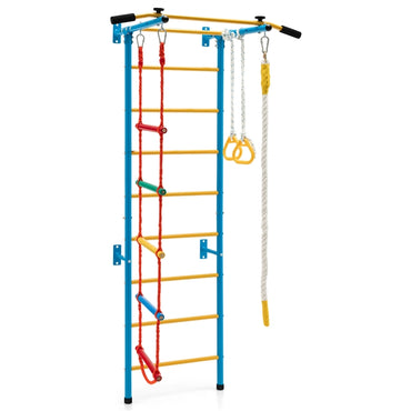 Swedish Ladder Set with Climbing Frame Pull-up Bar Ropes and Rings