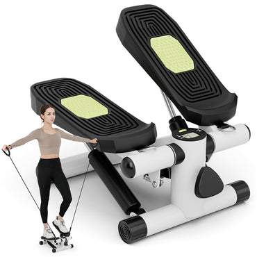 Mini Stepper for Workout Portable Hydraulic Stepper with Resistance Bands