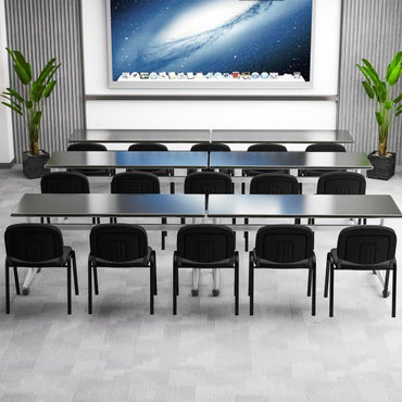 Set of 5 Stackable Reception Guest Chairs with Waterfall Seat and Metal Frame