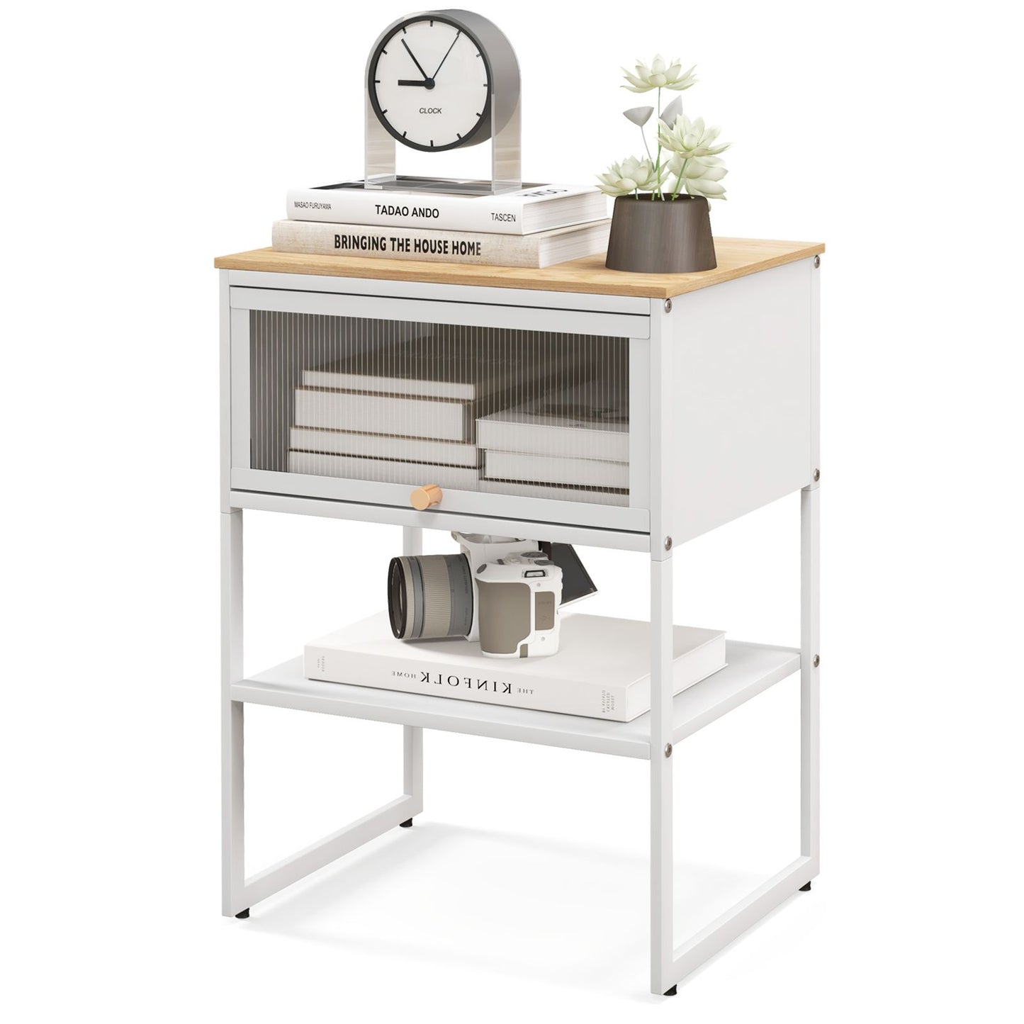 3-Tier Side Table with Storage Shelf for Living Room and Bedroom