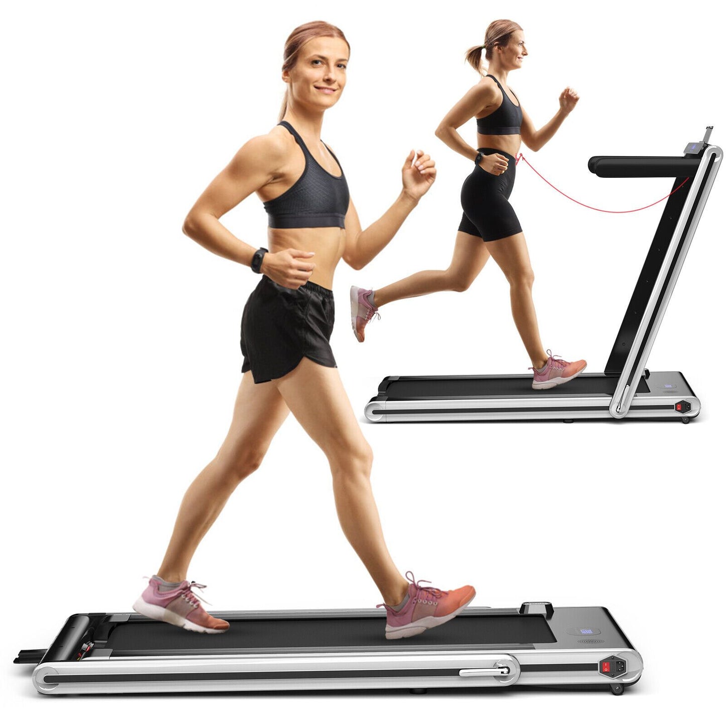 2-in-1 Folding Under Desk Treadmill with Dual LED Display