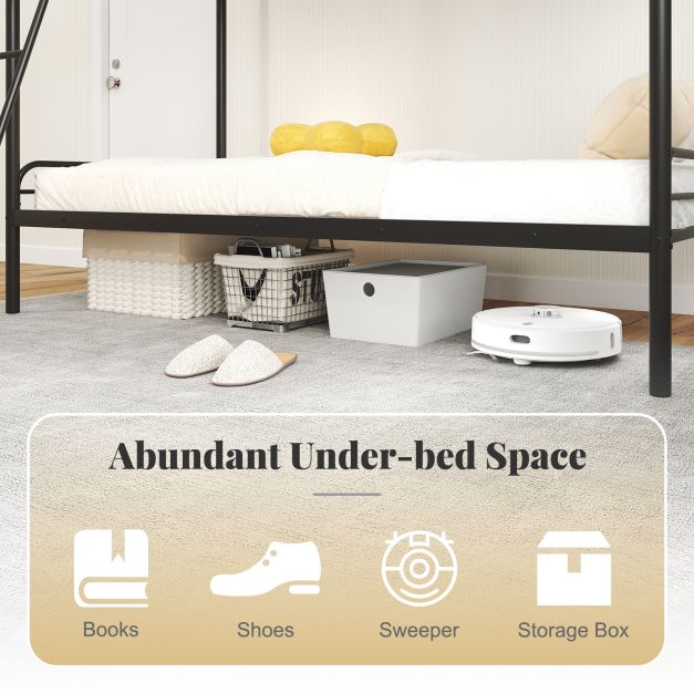 Single Bunk Bed with Ladder and Full-length Guardrails for Teens Adults