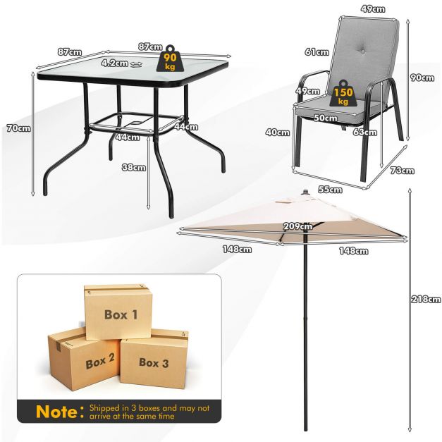 5-Piece Outdoor Dining Set with Removable Cushions