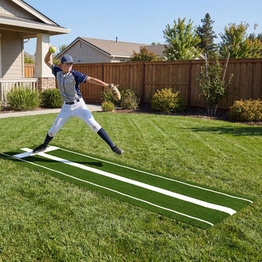 Softball Pitching Mat 10 x 3 FT Softball Training Aid with Pitching Mound