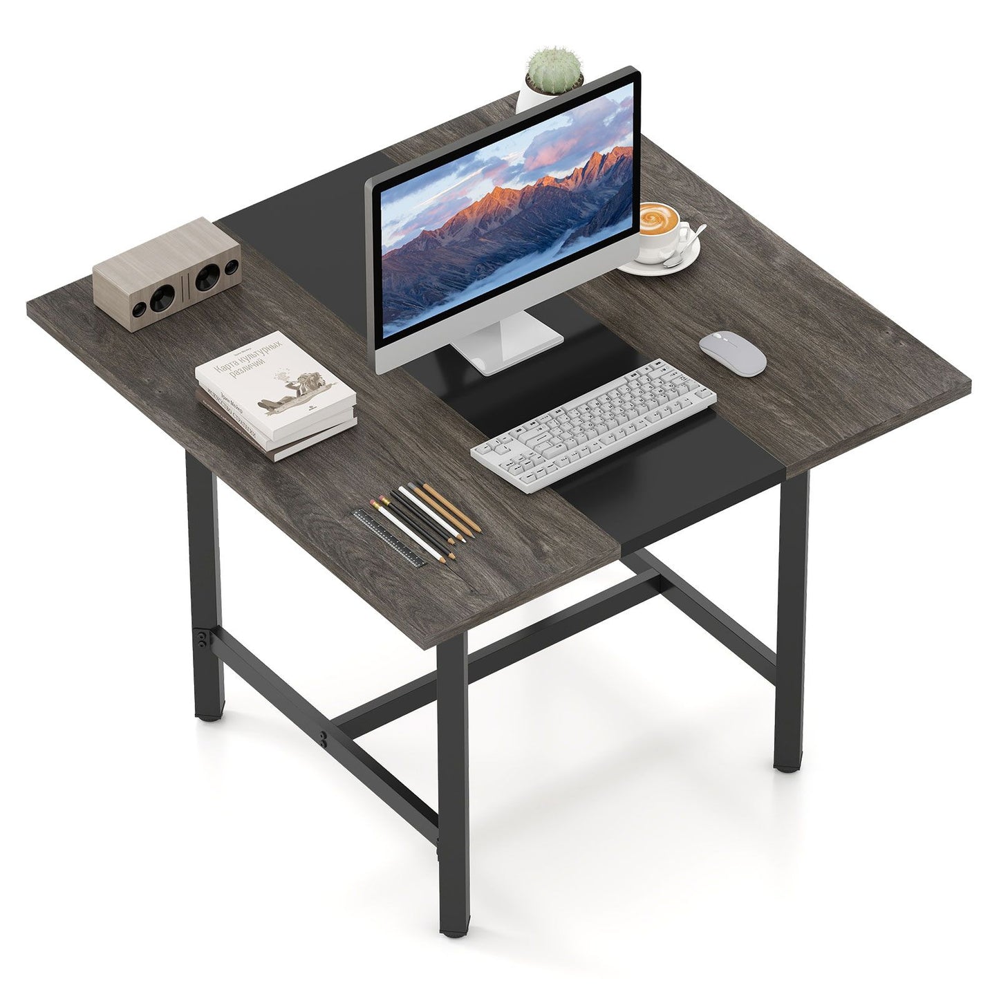 Square Conference Table Meeting Room Table with Thickened Tabletop