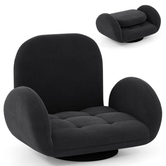 Swivel Floor Chair with Adjustable Backrest and Armrests