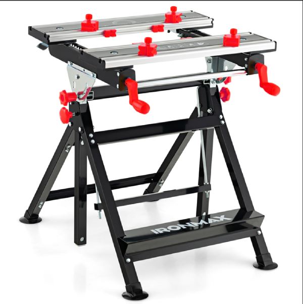 Folding Work Table Portable Workbench with Tiltable Platform