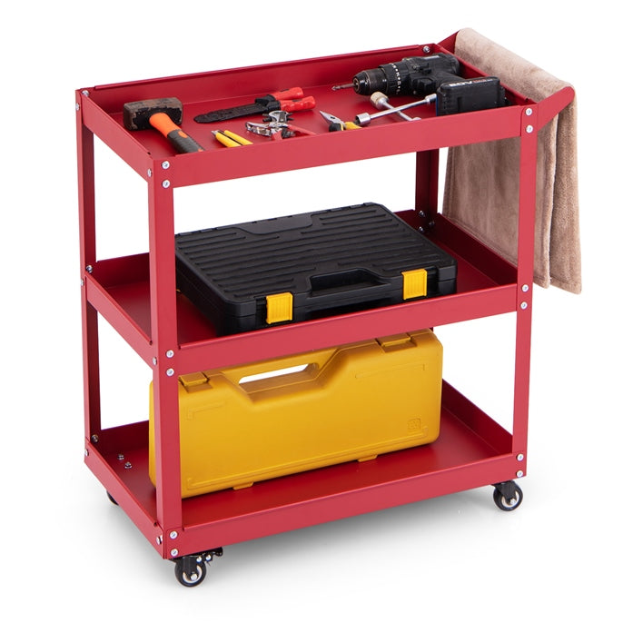 3-Tier Rolling Tool Cart with 4 Universal Wheels with 2 Brakes
