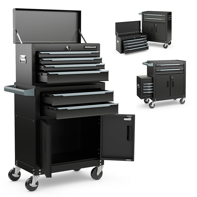 6-Drawer Rolling Tool Chest with Universal Wheels and Hooks